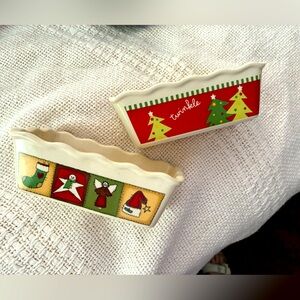 Festive Christmas Cream and Red Holiday Baking Dishes